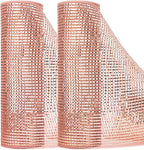 Ribbli 2 Rolls Rose Gold Mesh Ribbon,10 inch x 30 feet(10Yard) Each Roll,Metallic Rose Gold with Wide Foil,Valentine's Day Ribbon for Wreath Swags and Decorating