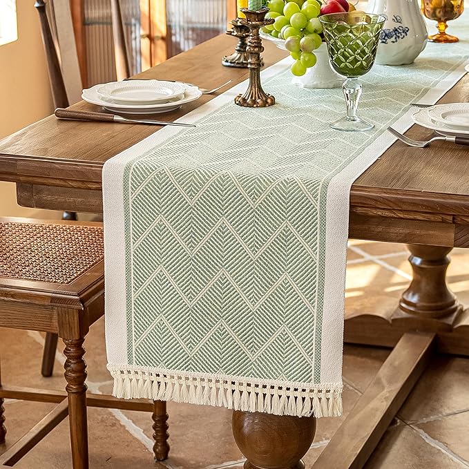 Table Runners 83 Inches,Waterproof Boho Table Runner with Tassel Fringe,Table Runner for Party Coffee Table