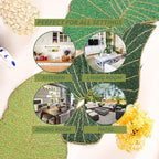 Luxury Beaded Table Runner - 13x36 Inches Handcrafted Leaf Pattern with Glass Beads & Polyester Back - Elegant Table Decor for Dining, Coffee Table & Events (Green) - CLEENTABLE