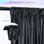 Black Backdrop Curtain 4.8x8FT Halloween Backdrop Sparkly Sequin Party Background Drapes for Birthday Wedding Stage Shimmer Wall Backdrop