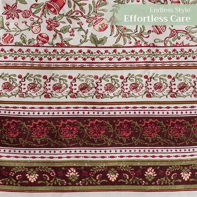 Maison d' Hermine Table Runner 100% Cotton Single Layer Table Runners 108 inches Long for Thanksgiving Christmas Decorations Home Kitchen Dining Party Wedding (Reveillon Au Jardin, 14.5" x 108")