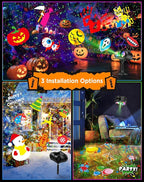 Halloween Christmas Projector Lights Outdoor, 8 Brighter HD Holiday Patterns with Firefly & Ocean Wave Effects, 20 Slides, Waterproof Snowflake Projector with Timer for House Garden Yard Xmas New Year