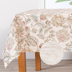 MYSKY HOME 60x120 Rectangle Tablecloth Linen Farmhouse Tablecloth Waterproof Decorative Fabric Table Cloth for Indoor&Outdoor, Floral Brown Tablecloth for 4 Feet Table, Washable