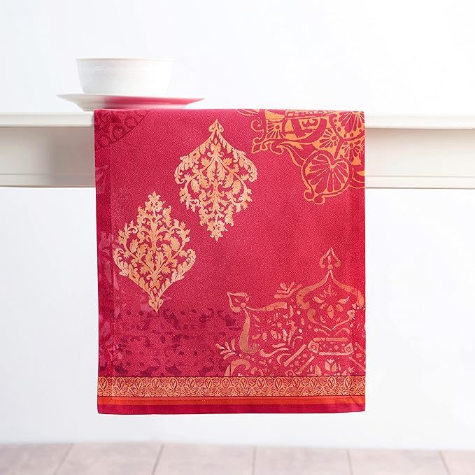 Maison d' Hermine Table Runner 100% Cotton Single Layer Table Runners 72 inches Long for Thanksgiving Christmas Decorations Home Kitchen Dining Party Wedding (Versailles, 14.5" x 72")