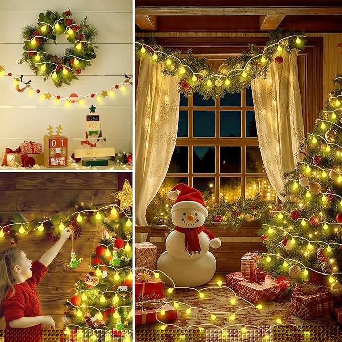 2 Pack Battery Operated String Lights - 52FT 120 LED Globe Fairy Lights with Remote, Waterproof Christmas Light Indoor Outdoor 8 Modes with Timer for Bedroom Classroom Dorm Christmas Decor, Warm White