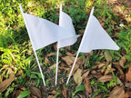 12 Pack White Pennant Flags Small Mini Hand Held Solid Color Pennant On Sticks Flags with 12.6"Solid Pole & Spear Top,Party Events Celebration,School,Grand Opening,Kids Birthday,Sports Clubs,Flower Pot
