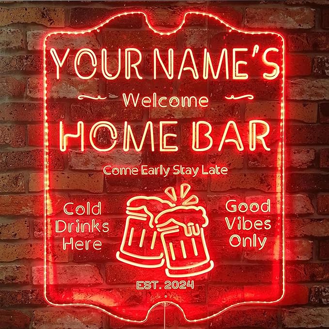 ADVPRO Personalized Your Name Home Bar RGB Dynamic Glam LED Sign - Cut-to-Edge Shape - Smart 3D Decoration - Multicolor Signage st06s64-fnd-p11-tm-c
