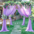 Lavender Wedding Arch Draping Fabric Purple Sheer Wedding Arch Drapes for Ceremony Bridal Party 19Ft Length x 28" Width 2 Panel