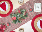 Chardin home Natural Jute Table Runner 13x72 Inch – Vintage Boho Rustic Table Decor – Handwoven Table Runner in Natural Jute and Red – Farmhouse Dining or Console Table Accent