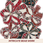 Elegant Glass Beads Table Runner 13x36 - Handcrafted Beaded Table Linen, Perfect for Weddings, Festive Celebrations, Dining Tables, Home Décor, and Everyday Use (Red White) - CLEENTABLE