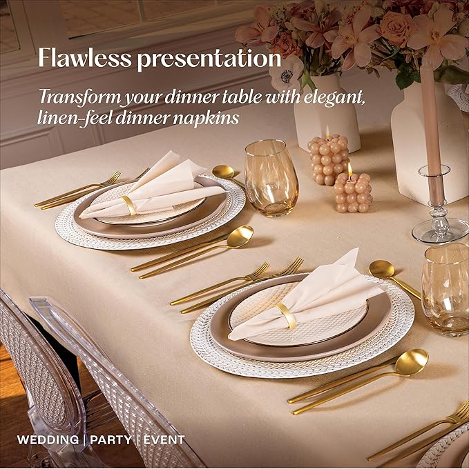 50-Pack Disposable Linen-Feel Black Napkins, 12" x 17" Cloth-Like Paper Dinner Napkins For Wedding, Bathroom, Party Or Event,