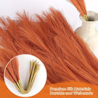 Orange Pampas Grass Decor 30 Pcs 21.7 Inch Faux Pampas Grass Bulk Artificial Dried Flowers Small Vase Filler Pompas Grass.
