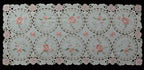 Creative Linens Embroidered Pink Rose Daisy Floral Table Runner Dresser Scarf 15x33 Ivory Spring