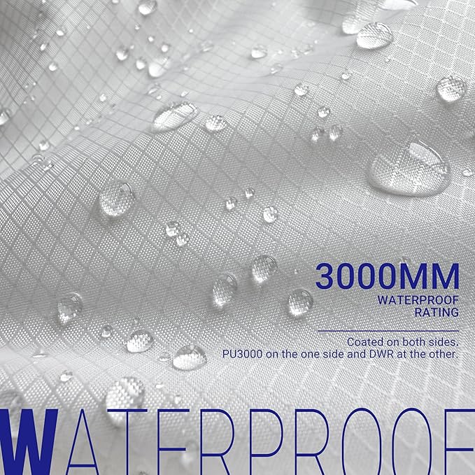 emma kites White Ripstop Nylon PU3000 Waterproof 1.9 oz 70D Diamond Grid Tear Resistant for Tent Rainfly Rain Kilt Poncho Dry Bag Backpack Bike Cover (Selvedge Removed) Pre-Cut 1 Yard