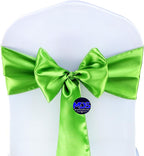 MDS Pack of 150 PCS Satin Chair Sashes Charmeuse Sateen Dining Chair Bows Ribbon Ties Back Sash for Wedding Party Birthday Home Hotel Restaurant Banquet Decoration (7 x 108 Inch, Parrot Green)