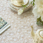 Lace Tablecloth Leaf Pattern Warp Knitting Fabric Solid White Rectangle/Oblong Table Cover for Kitchen Dining Farmhouse Wedding Party Decor Ivory, 55x102 Inch
