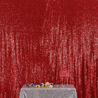 Poise3EHome Red Sequin Backdrop,7FT x 7FT Sequin Photography Backdrop Curtain for Party Decoration