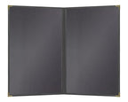 Goodsmart Pajco Style Restaurant Menu Covers – Pack of 10, Side-Loading Menu Holders, Single Stitched Edge, Clear Vinyl Menu Sleeves, Leatherette Trim, Gold Corners, Black, 2 View (8.5" x 14")