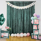 Sugargirl Dark Green Sequin Backdrop Curtain 2 Panels 2FTx8FT Glitter Dark Green Background Drapes Sparkle Photography Backdrop for Party Wedding Birthday Wall Decoration