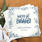 Luxury Personalized Engagement Napkins, We're Engaged, Custom Cocktail Napkins, Beverage Luncheon Cocktail Bar Napkin For Reception, Napkin Decor for Engagement Party, Bridal Shower