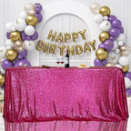 SquarePie Sequin Tablecloth 50 x 72 Inch Hot Pink Glitter Table Linen for Wedding Party