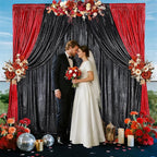 Wedding Arch Backdrop Cover: Red Party Photography Background Drapes 2 Packs 4.8x8FT Wrinkle Free Fabric for Birthday Christmas