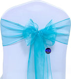 MDS Pack of 200 PCS Organza Chair Sashes Wider Dining Chair Bows Ribbon Tie Back for Wedding Party Birthday Bridal Shower Reception Event Banquet Home Chair Cover Decoration - Light Teal