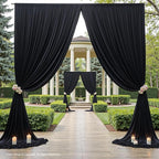 PartyVillage 10ft×15ft Black Backdrop Curtain for Halloween Parties, 2 Panels Wrinkle Free 15 FT Long Polyester Photo Backdrop Drapes Back Drop Cloth for Birthday Photography Background