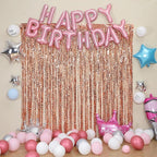 Wavy Fringe Curtain - Rose Gold, 3.3 ft x 6.6 Feet, Pack of 3 | Party Decorations, Streamers for Birthday Backdrop