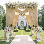 50ftx12ft Wrinkle Free Beige Backdrop Curtain, 10 Panels 12FT Height Beige Wedding Backdrop Drapes, Silky Polyester Back Drop Cloth for Birthday Photography Background Party Backdrop Draping