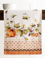 Maison d' Hermine Table Runner 100% Cotton Double Layer Table Runners 108 inches Long for Thanksgiving Christmas Decorations Home Kitchen Dining Wedding (Pumpkin Garden - Cloudy Cream, 14.5" x 108")
