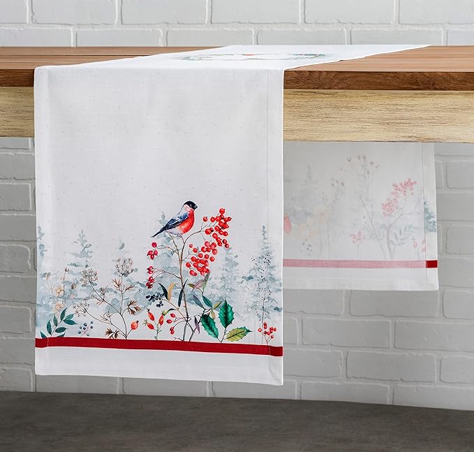 Maison d' Hermine Table Runner 100% Cotton Single Layer Table Runners 90 inches Long Decorative for Home Kitchen Dining Party Baby Shower Wedding Bridal Shower (Morzine, 14.50" x 90")