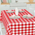 12Pack 54" x 108" Table Cloth Rectangle Table, Waterproof Plastic Table Cloth Ddisposable, Red and White Checkered Tablecloth Table Cover for Outdoor Picnic Birthday Party Gathering BBQ Holiday Dinner