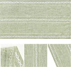 Artoid Mode Sage Green Rustic Cotton Linen Table Runner, Seasonal Embroidered Hollow Kitchen Dining Table Decoration for Home Party Decor 13x108 Inch