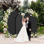 Spandex Anti Wrinkle Arch Backdrop Cover - High Elastic Fitted Arch Stand Cover Set of 3, Black Round Top Chiara Backdrop For Wedding Birthday Party Garden Decor 6Ft, 6.6Ft, 7.2Ft