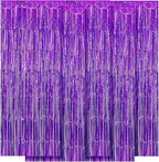 5 Pack Purple Fringe Backdrop 3.2ft x 8.2ft Foil Curtain Tinsel Foil Fringe Curtains Backdrop Tinsel Backdrop Streamers for Birthday Curtain Party Decoration Wedding Christmas Decoration (Purple)