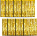 20 Pack Foil Curtain Backdrop Gold Metallic Tinsel Foil Fringe Curtains Photo Booth Props for Birthday Wedding Engagement Baby Shower Bachelorette Christmas Holiday Celebration Party Decorations
