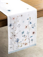 Maison d' Hermine Table Runner 100% Cotton Single Layer Table Runners 48 inches Long for Thanksgiving Christmas Decorations Home Kitchen Dining Party Wedding (Ice Florals, 14.5" x 48")