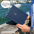 SETTINI Lined Journal, Ideal for Journaling - A5 Vegan Leather Notebook, 192 Archival-Quality Pages, QuillEase Bleed-Free Paper, Inner Pocket & Bookmark - US Navy Gifts, Navy Anchor