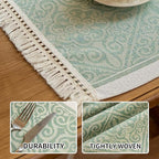 Placemats Set of 4,Waterproof Placemat with Tassel Fringe,Boho Placemats for Coffee Table Western Restaurant
