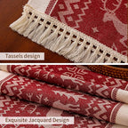 Table Runners 83 Inches,Elk Table Runner with Tassel Fringe,Christmas Table Runner for Party，Coffee Table, Festival