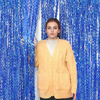 4 Pack 3.3 ft x 6.6 Wavy Sparkle Dark Blue Foil Fringe Backdrop Curtain - Navy Blue Streamer Backdrop Tinsel Curtains for Door Streamers Ocean Birthday Party Decorations Disco Party