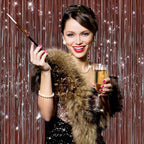 2PCS Coffee Foil Fringe Backdrop Curtains, Brown Tinsel Streamers Birthday Party Decorations, Fringe Backdrop for Graduation, Baby Shower, Gender Reveal, Disco Party Bachelorette Xmas Party Decors