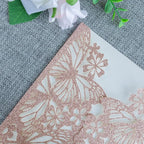 20 PCS 5.12x7.2 Butterfly Personalized Quinceanera Invitation, Customized XV Anos Laser Cut Invitation Cards with Envelopes (Rose Gold Personalized)