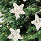 Beaded Star Hanging Ornaments with Twine - Beaded Decorative Ornaments Set of 6 for Tabletop Decoration, Bookshelf, Desk, Nightstand, Home, Office, Desktop, Cabinets, Shelf (White) - CLEENTABLE