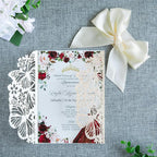 20 PCS 5.12x7.2 Butterfly Personalized Quinceanera Invitation, Customized XV Anos Laser Cut Invitation Cards with Envelopes (20 PCS Light Gold Personalized)