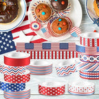 Adirasenotek Washi Tape 12 Rolls Patriotic Packing Tape American Flag Decorative Paper Stickers DIY Art Crafts