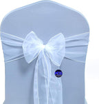 MDS Pack of 25 PCS Organza Chair Sashes Wider Dining Chair Bows Ribbon Tie Back for Wedding Party Birthday Bridal Shower Reception Event Banquet Home Chair Cover Decoration - White
