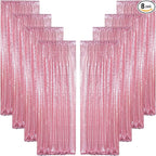ShinyBeauty Rose Pink Backdrop 2FTx8FT Sequin Backdrops 8 Panels Photo Backgrounds Shimmer Background Sparkly Curtains 16Ftx8FT for Birthday Wedding Party Decor