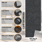 Ottomanson 2'7" x 30' Ultra-Thin Hallway Runner Rug - Durable Non-Slip Carpet for High-Traffic Areas - Fits Under Doors for Seamless Entry - Ideal for Kitchen, Entryway, Bedroom & Living Room, Black